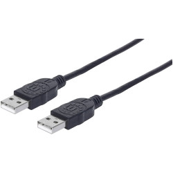 Manhattan 353892 USB 2.0 cable USB-A to USB-A 1m Black Gold connectors