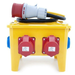 Rozdzielnica przenośna zabezpieczona 2*16A/5 + 32A/5 + 4*GS 230V IP44 + 1,5m kabel OPD 5x4mm2 z wtyczką 32A/5, 12PO42C11C11CF1,5