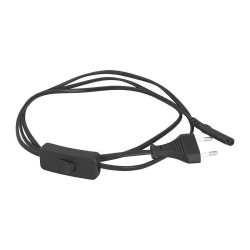 Kabel zasilający sieciowy 3m 2x0,75mm czarny z wyłącznikiem(przewód)
