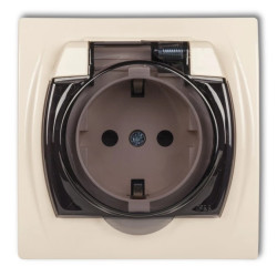 LOGO Gniazdo bryzgoszczelne z/u SCHUKO (klapka dymna) beżowy 1LGPB-1sdp