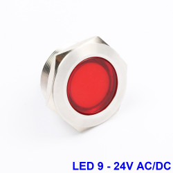 Lampka kontrolka LED METAL 9-24V (czerwona) 22 mm