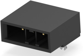 Pin header, 3 pole, pitch 5.08 mm, angled, black, 1-178138-3