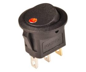 Przełącznik 16mm 20A 12V + LED czerowny P080