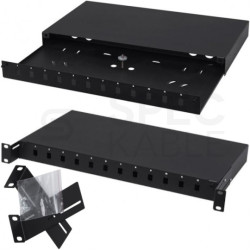 Przełącznica światłowodowa FO 12xSC simplex / 12xLC duplex RACK 19" 1U wysuwana czarna
