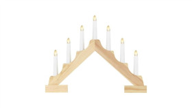 Dekoracje - Świecznik Drewniany 7 Led, 29 Cm 2X Aa Ciepła Biel, Ip20, Timer...