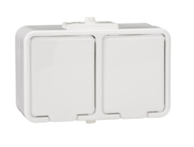 Gniazdo hermetyczne podwójne Cedar z/u 16A IP44 białe Schneider