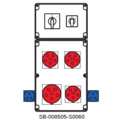 Rozdzielnica 0-1(32A) 0-1(16A) 1x5x32A 3x5x16A 2x3x16A INA=32A SB-008505-S0060-54