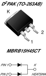 MBRB15H45CT Dual Common Cathode Schottky Rectifier High Barrier Technology for Improved High Temperature Performance