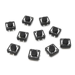 12mm Square Tactile Switch Buttons - 10 pack