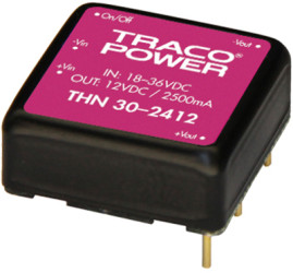 DC converter, 18-75 VDC, 30 W, 1 output, 12 VDC, 90 % efficiency, THN 30-4812WI
