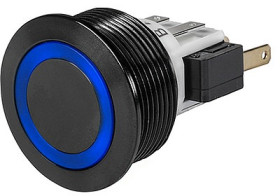 Vandal-proof pushbutton, 1 pole, silver, illuminated  (RGB), 100 mA/30 VDC, mounting Ø 22 mm, 22.1 mm, IP66/IP67, 3-145-729