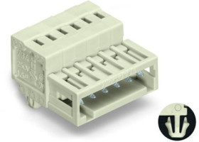 Pin header, 4 pole, pitch 3.5 mm, angled, gray, 734-304/000-044