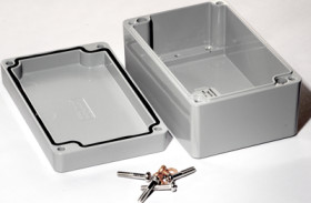 Aluminum die cast enclosure, (L x W x H) 125 x 81 x 59 mm, gray (RAL 7046), IP66, 1590Z120GY