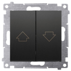 Przycisk odbijający żaluzjowy podwójny SIMON 54 (góra/dół) czarny matowy 10A Kontakt Simon DZP1.01/49
