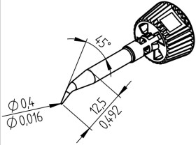 0142SDLF04L ERSADUR soldering tip, 0.4 mm, bent, extended