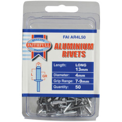 Faithfull FAIAR4L50 Aluminium Rivets 4 x 13mm Long Pre-Pack of 50