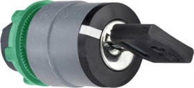 Key switch, 2 positions, unlit, groping, waistband round, black, front ring light gray, 2 x 90°, mounting Ø 22 mm, ZB5AG6C0