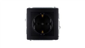 Deco Gniazdo Pojedyncze Z/U Schuko Czarny Mat 12Dgp-1Sp