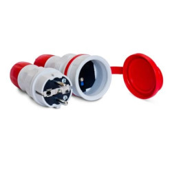 Zestaw EXTREM wtyczka + gniazdo 16A 2P+Z 250V IP54 szary/czerwony ZWG-54