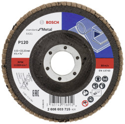 Bosch Accessories 2608603715 X431 Tarcza lamelkowa Średnica 115 mm Średnica otworu 22.33 mm Wielkość ziarna 120 stal 1 s