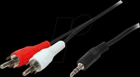 CA1042 Audio cable, 3.5 mm 3-pin/M to 2x RCA/M, black, 1.5 m