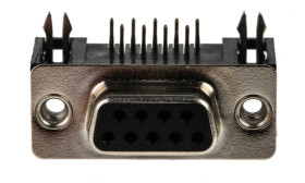 Złącze D-Sub 9-pinowe Żeński Kąt Proste Przewlekany raster 2.77mm Złoto