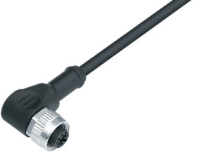 Sensor actuator cable, M12-cable socket, angled to open end, 3 pole, 5 m, PUR, black, 4 A, 77 4434 0000 50003-0500