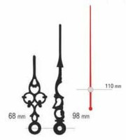 UM211.00SET1A Komplet wskazówek ażurowych: godzinowa 68mm, minutowa 98mm, sekundowa 110mm - ozdobne (do modułu WiFi)