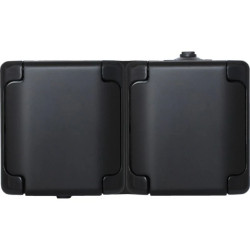 BRYZA Gniazdo podwójne poziome IP54 klapka matowa typu Schuko 2x2P+Z 16A 250V czarne 180942