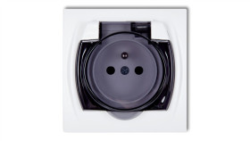 Logo Gniazdo Bryzgoszczelne Z/U (Klapka Dymna) Biały Lgpb-1Zdp