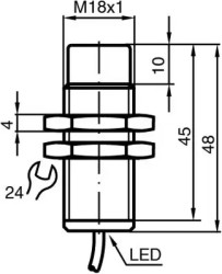 Inductive sensor, 2 wire, flush mounting, not flush, 1 Form A (N/O), 112947