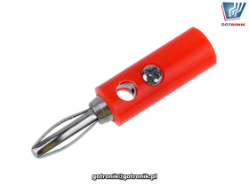 Wtyk banan 4mm z gniazdem czerwony