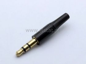 Wtyk Jack 3,5 stereo; czarny; 3-polowy 14mm prosty