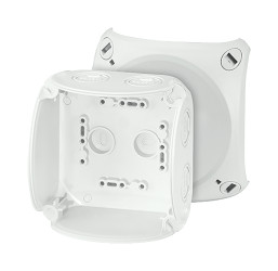 Puszka elektroinstalacyjna ścienna Poliwęglan 104 x 104 x 70mm Szary liczba otworów 7 HENSEL