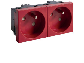 TEHALIT. GB-EG Gniazdo 2P+Z 33st. 2-krotne 45x45mm bezhalogenowe czerwone EER2333020 HAGER