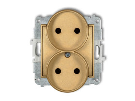 MINI Gniazdo podwójne bez uziemienia do ramki (przesłony torów prądowych) złoty 29MGPR-2p KARLIK