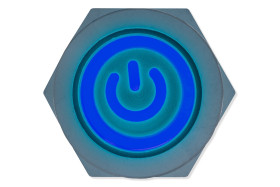 Panel switch, 12mm, blue lighting