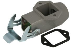 Obudowa złącza; Han A; 19200031250; 3A; stal; proste; na przewód; 1 górne wyjście przewodu; z 1 klamrą; wyjście na dławnicę M20;