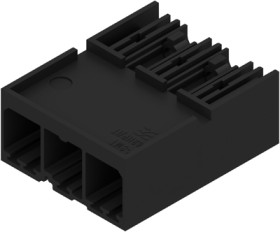 Pin header, 3 pole, pitch 7.62 mm, angled, black, 2546150000