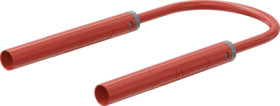 Safety measuring lead with (4 mm lamella plug, straight) to (4 mm lamella plug, straight), 0.5 m, red, PVC, 2.5 mm², CAT II, 66.