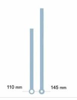 UM213.11S Komplet wskazówek: godzinowa 110mm, minutowa 145mm - pałki, srebrne