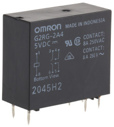 Przekaźnik mocy 5V dc DPST Omron 800mW, montaż PCB Otwór przezierny