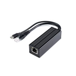 Przemysłowy rozdzielacz PoE 10/100/1000M metalowa obudowa wyjście 5V 2.5A USB-C