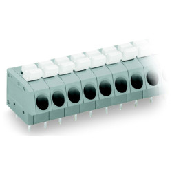 WAGO 804-103 3 Pole 5mm 24A Push Button Staggered PCB Terminal Block Grey