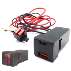 Ładowarka USB 12-24V QC 3.0 mini RED USB-C PD + woltomierz + kable