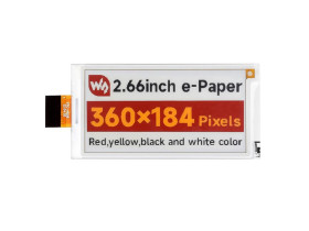 Waveshare 2.66inch E-Paper (G) raw display, 360x184, Red/Yellow/Black/White, SPI Communication