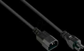 P1405-S050 IEC extension cable C14 to C5, black, 1 mm², 5 m