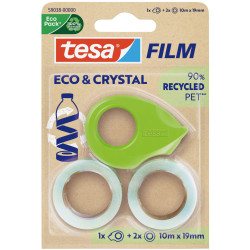 tesa 59038-00000-00 tesafilm Eco &amp; Crystal Tape 10m x 19mm 2pcs silent