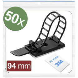 Quadrios 24CA444 Cable mount Self-adhesive Screw fixing Black 50 pcs