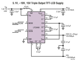 Triple Output Power Supply for Small TFT-LCD Displays